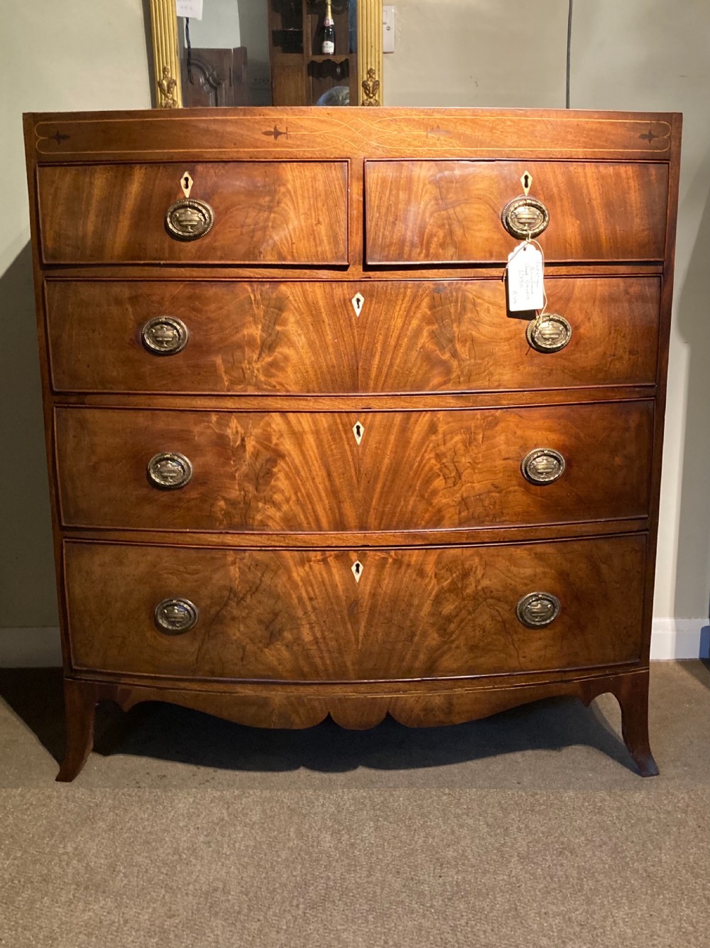Georgian Bow front chest of Drawers View III