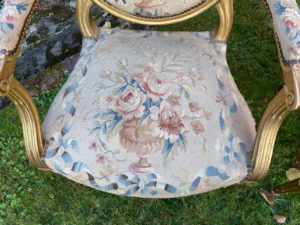 Pair of gilt armchairs with Aubusson tapestry  View VI