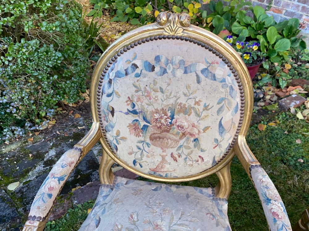 Pair of gilt armchairs with Aubusson tapestry  View VII