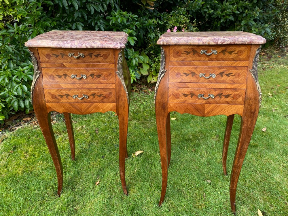 Pair of marquetry bedside tables  View V