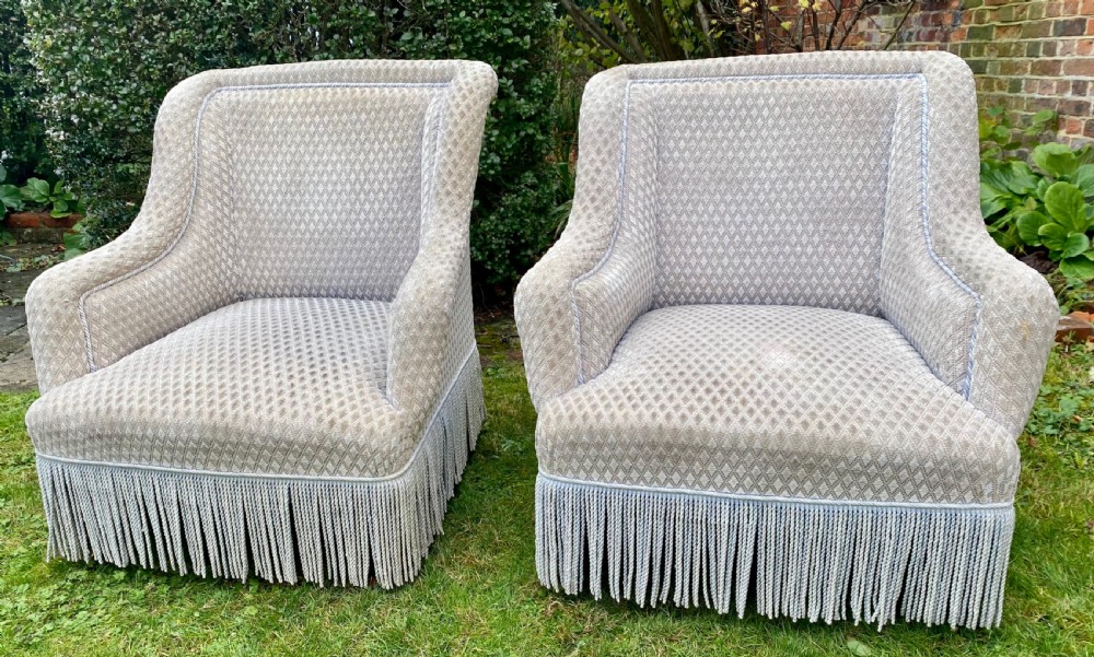 Pair of scroll back armchairs 