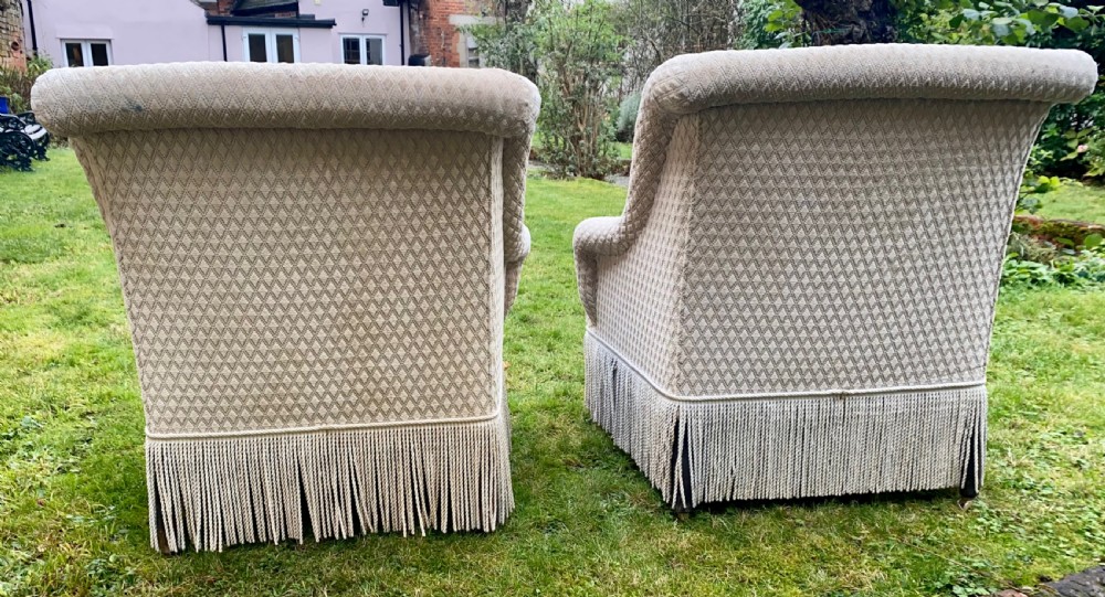 Pair of scroll back armchairs  View V