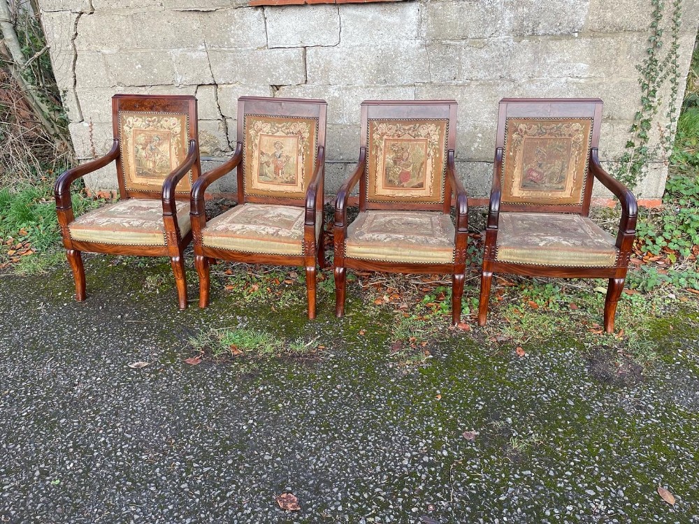 Rare set of french mahogany armchairs 