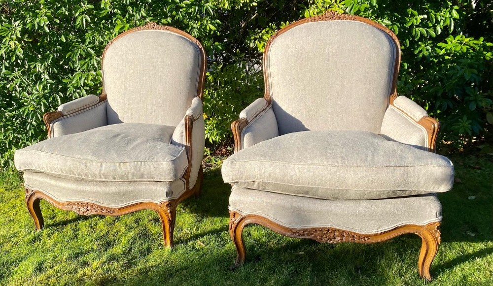 Pair of large Bergere armchairs 