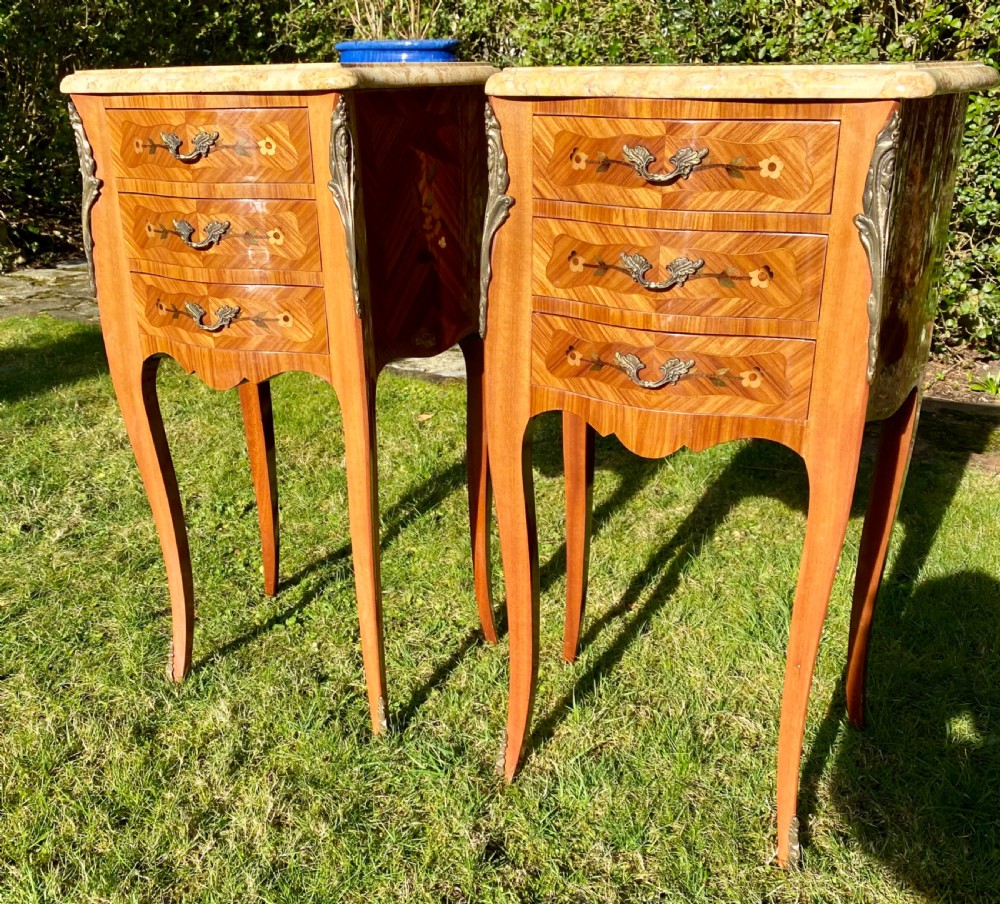 Pair of marquetry bedside tables  View II