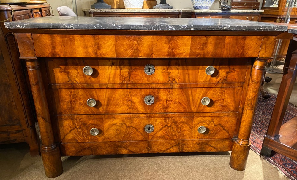 French empire burr walnut commode 