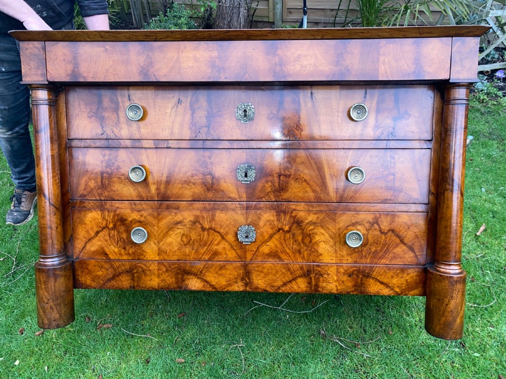 French empire burr walnut commode  View X