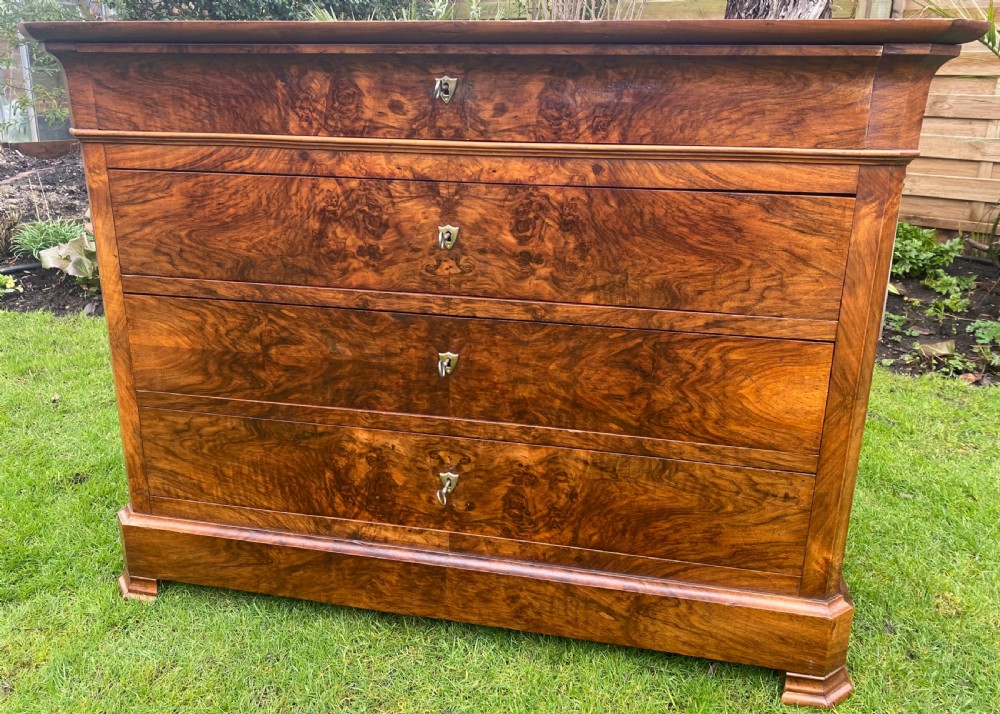 Louis Philippe figured walnut commode  View II