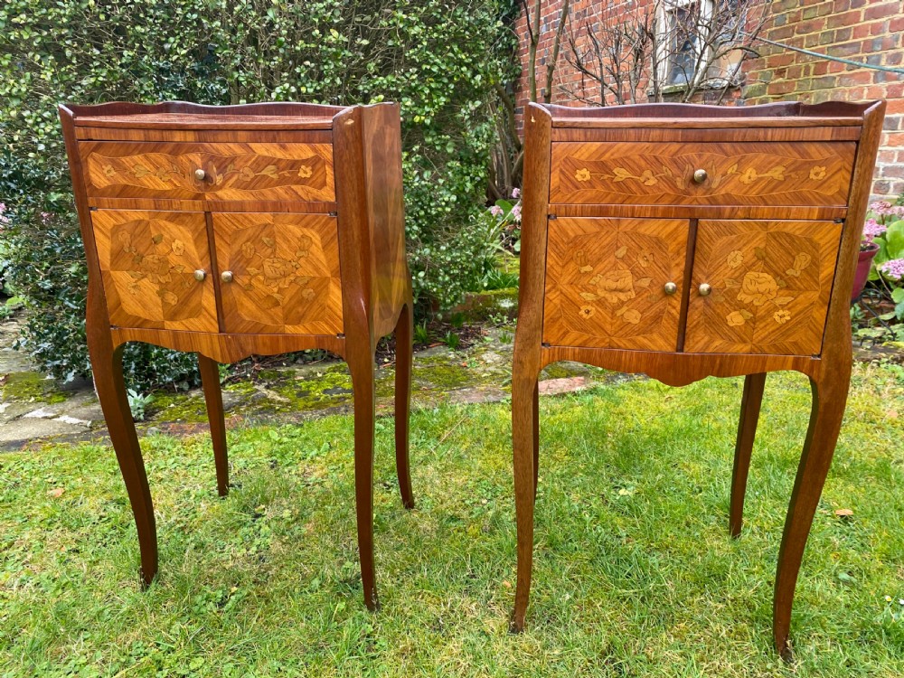 Pretty pair of French bedside tables  View III