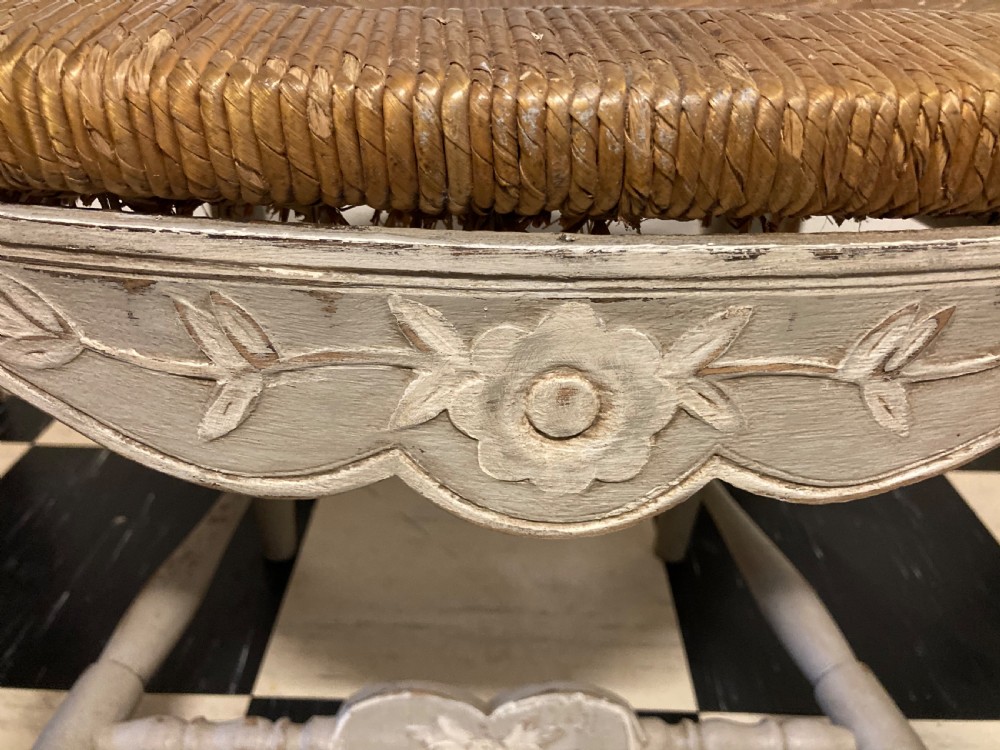 Set Of 6 Painted Rush Seat Chairs  View IV