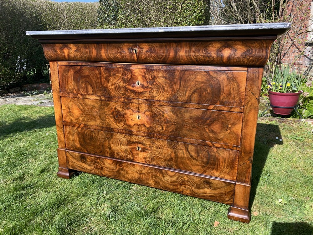 Louis Philippe commode in burr walnut 
