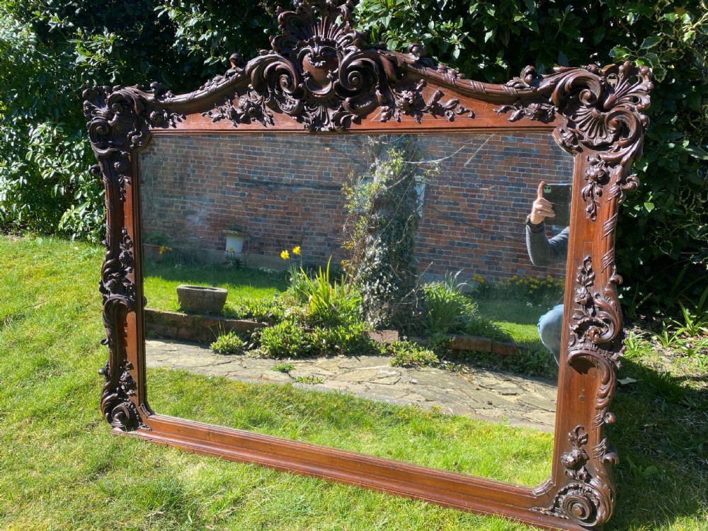 Carved walnut landscape mirror  View III