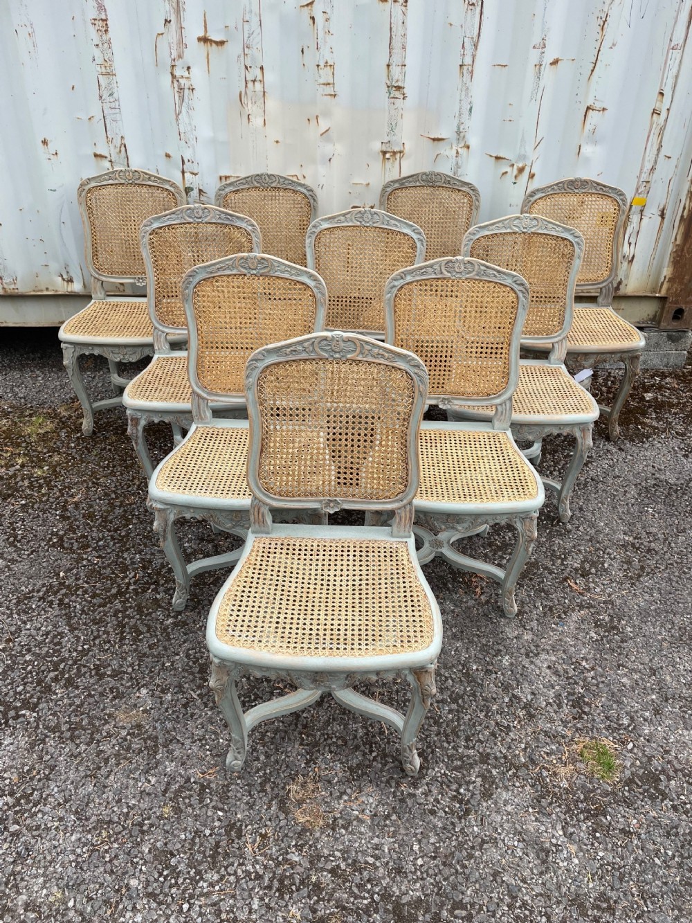 Set of 10 French Louis XV Style Dining Chairs