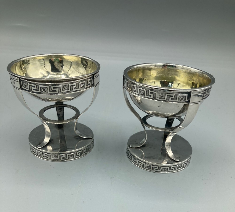 A Pair of Ostrich Eggs on Italian Silver Stands  View III