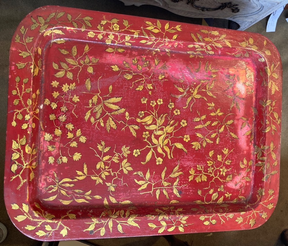 A red Lacquer Tray Table View IV