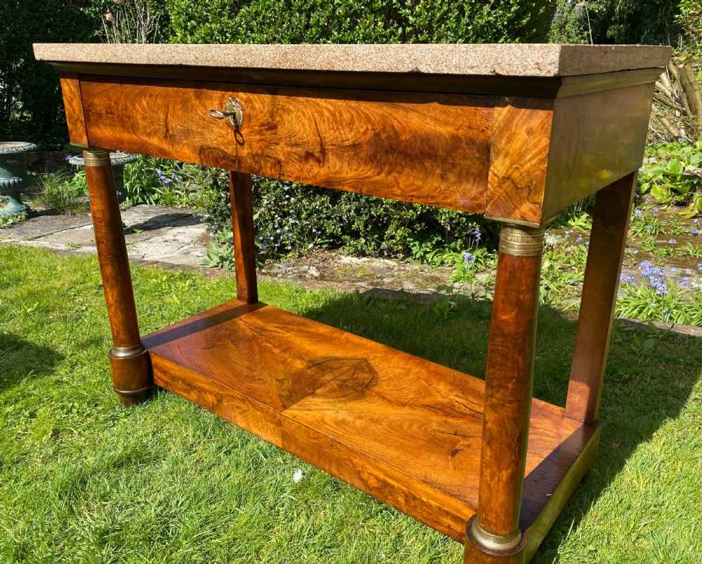 French Empire Console Table in figured walnut  View III