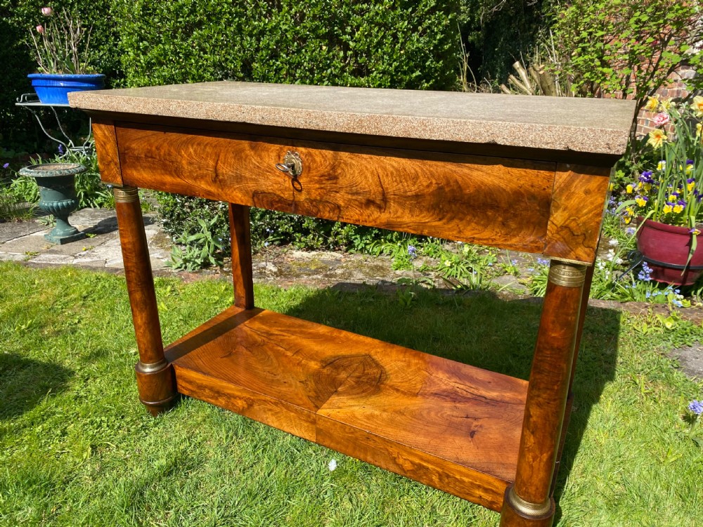 French Empire Console Table in figured walnut  View IV