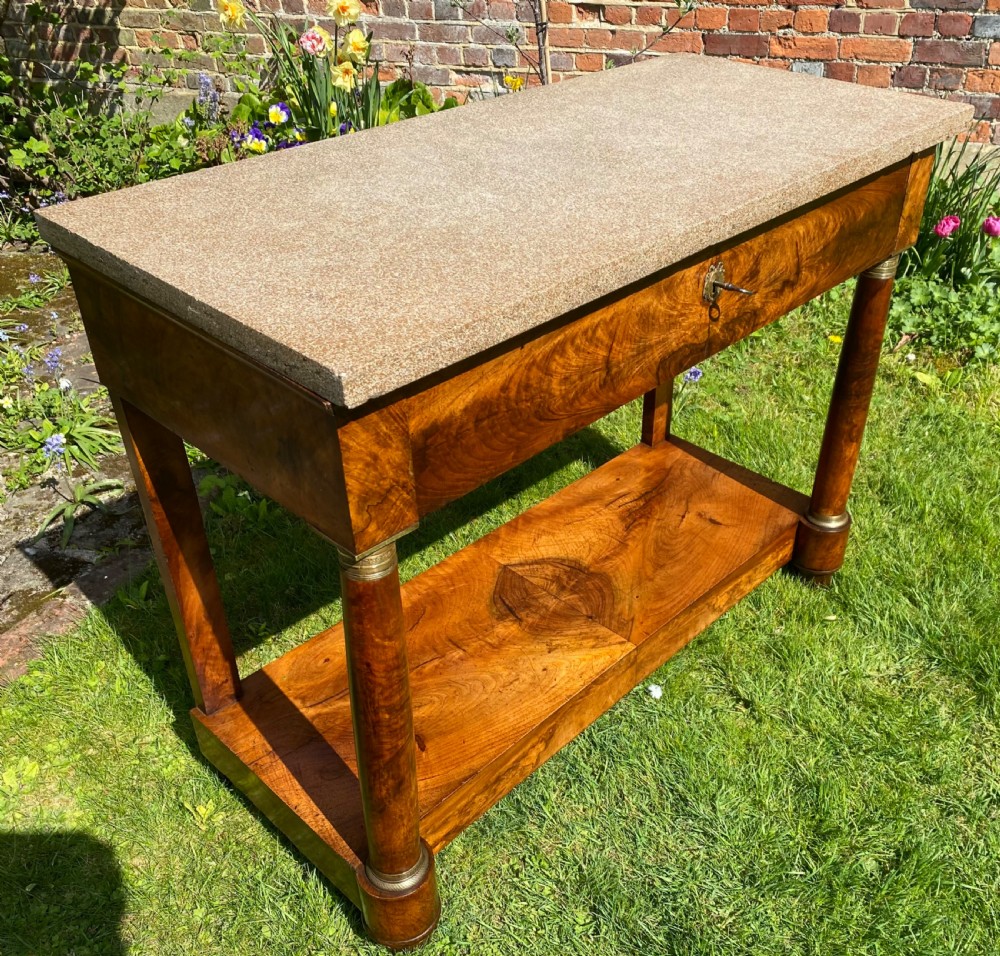 French Empire Console Table in figured walnut  View V