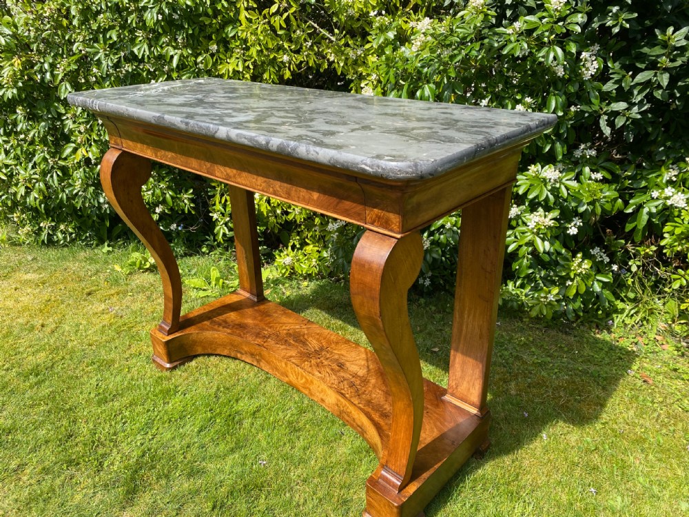 Large figured walnut console table  View III