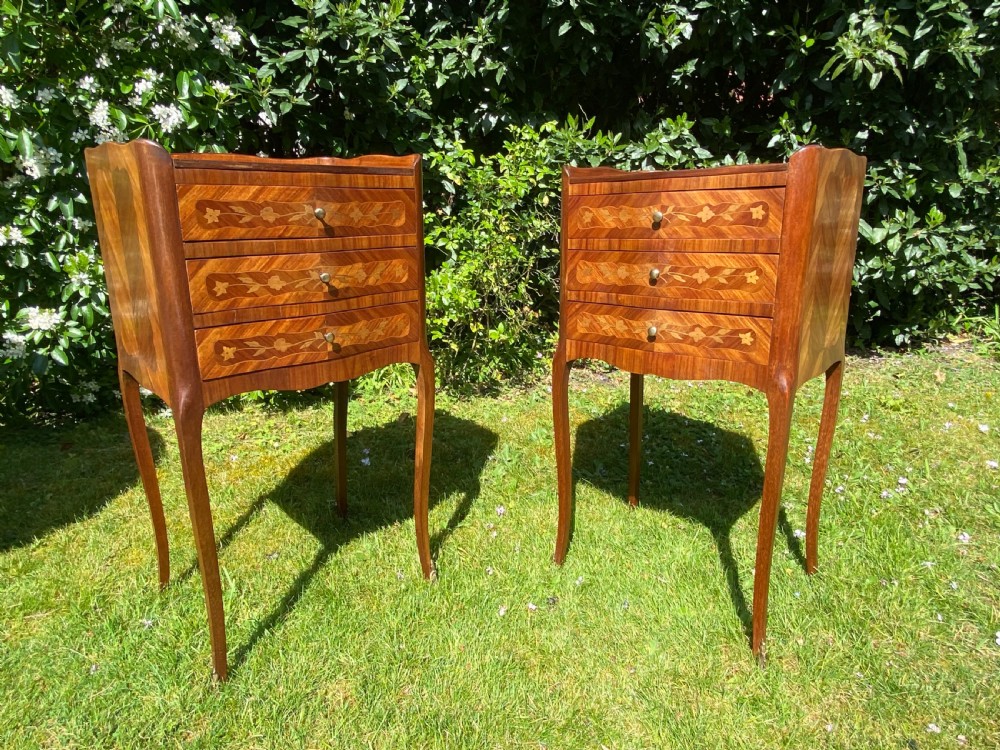 Pair of marquetry bedside tables  View II