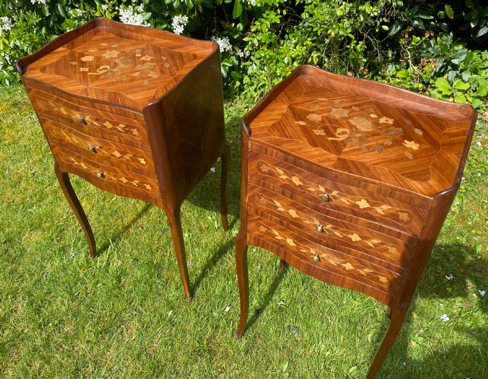 Pair of marquetry bedside tables  View III