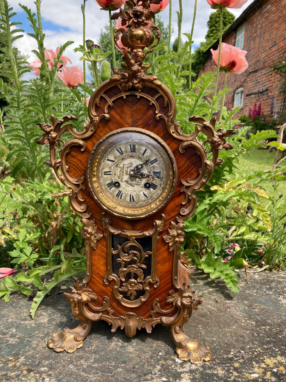 French Walnut & Ormolu Clock 