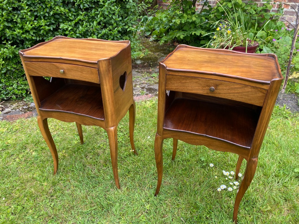 Pair of walnut country bedside tables  View II