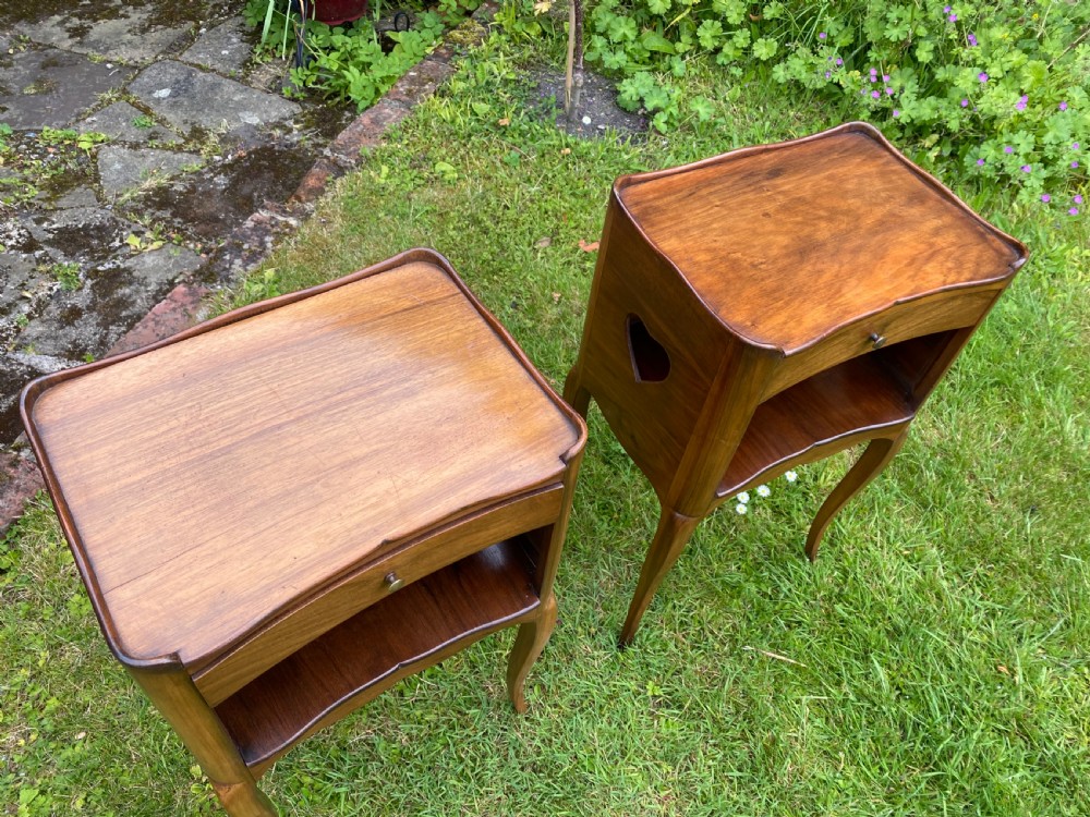 Pair of walnut country bedside tables  View III