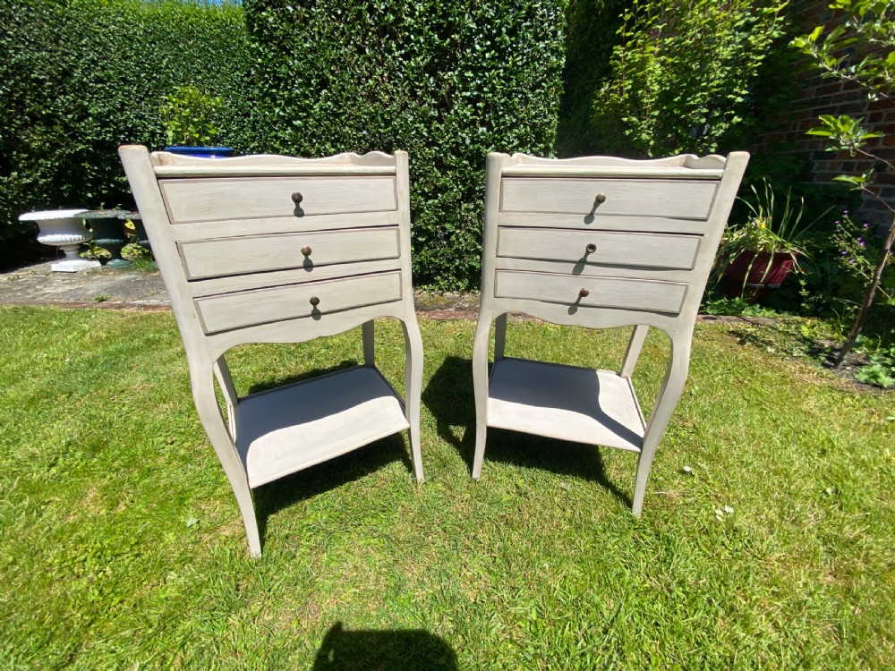 Pair of painted bedside tables  View V