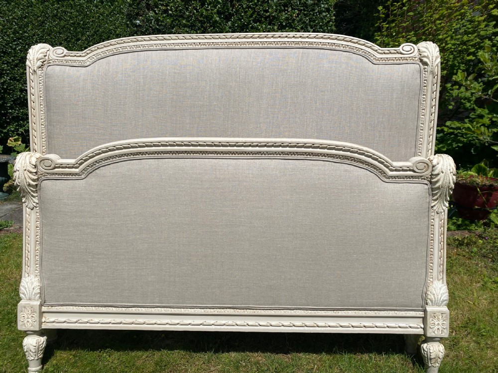 Kingsize painted bed in grey linen 