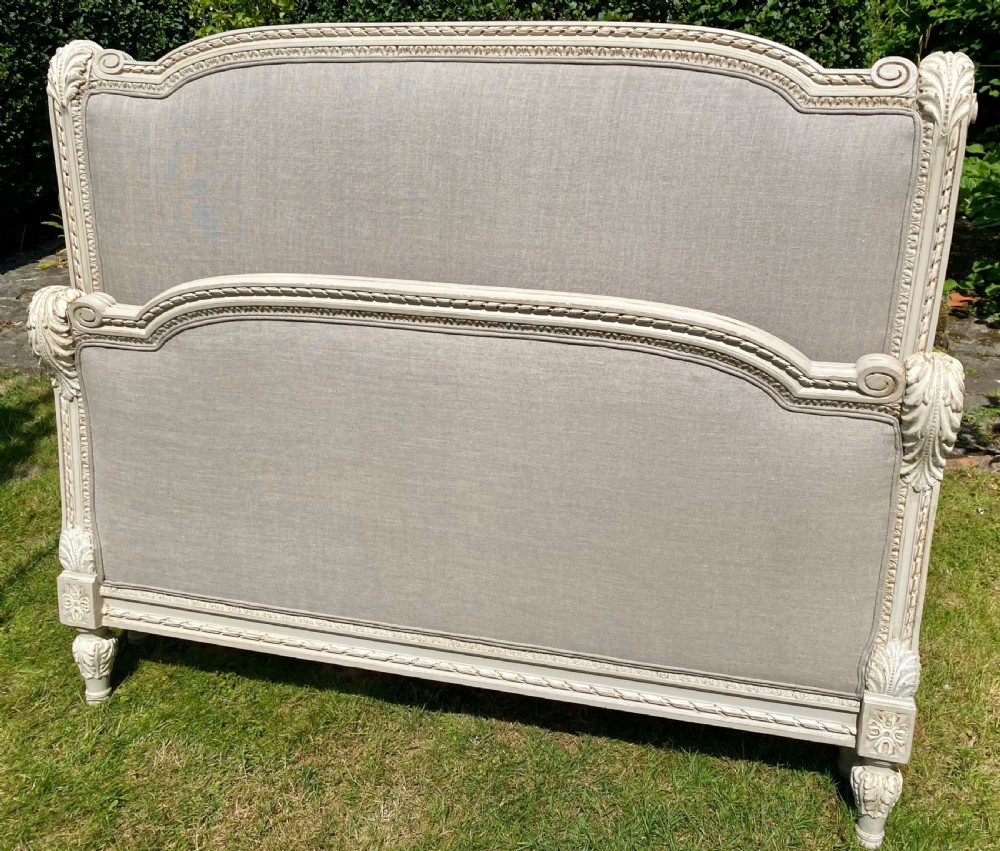 Kingsize painted bed in grey linen  View V