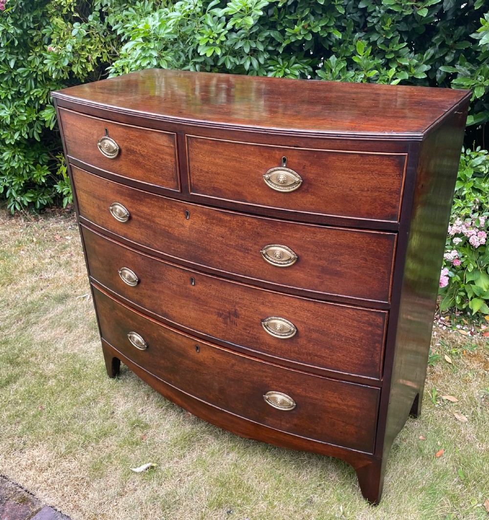 19th Century Mahogany Bow Front  Chest of Drawers 