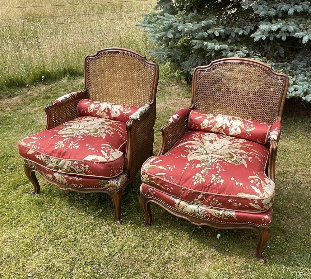 A Pair of Louis xvi Style Caned Bergere armchairs 