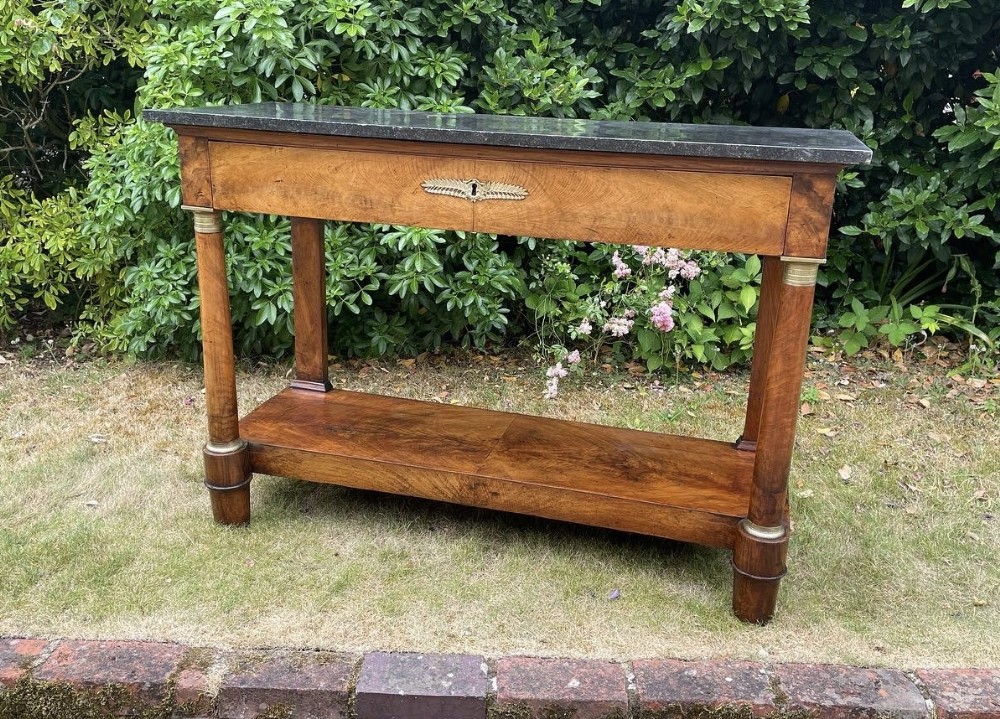 Period french empire walnut console table 