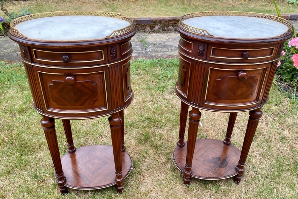 Pair of brass inlaid bedside tables  View IV
