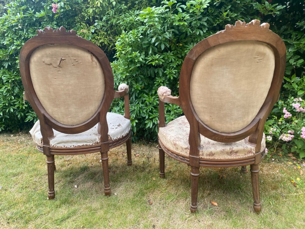 Pair of French walnut armchairs  View V