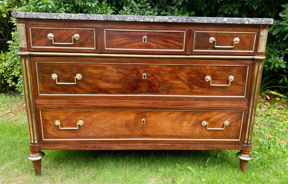 French Louis XVI brass inlaid commode  View VII