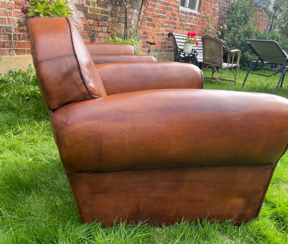 Pair of large leather club chairs  View III