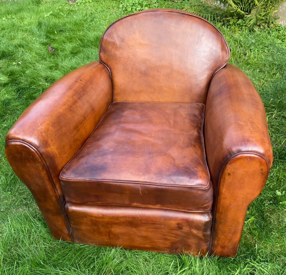 Pair of large leather club chairs  View VI