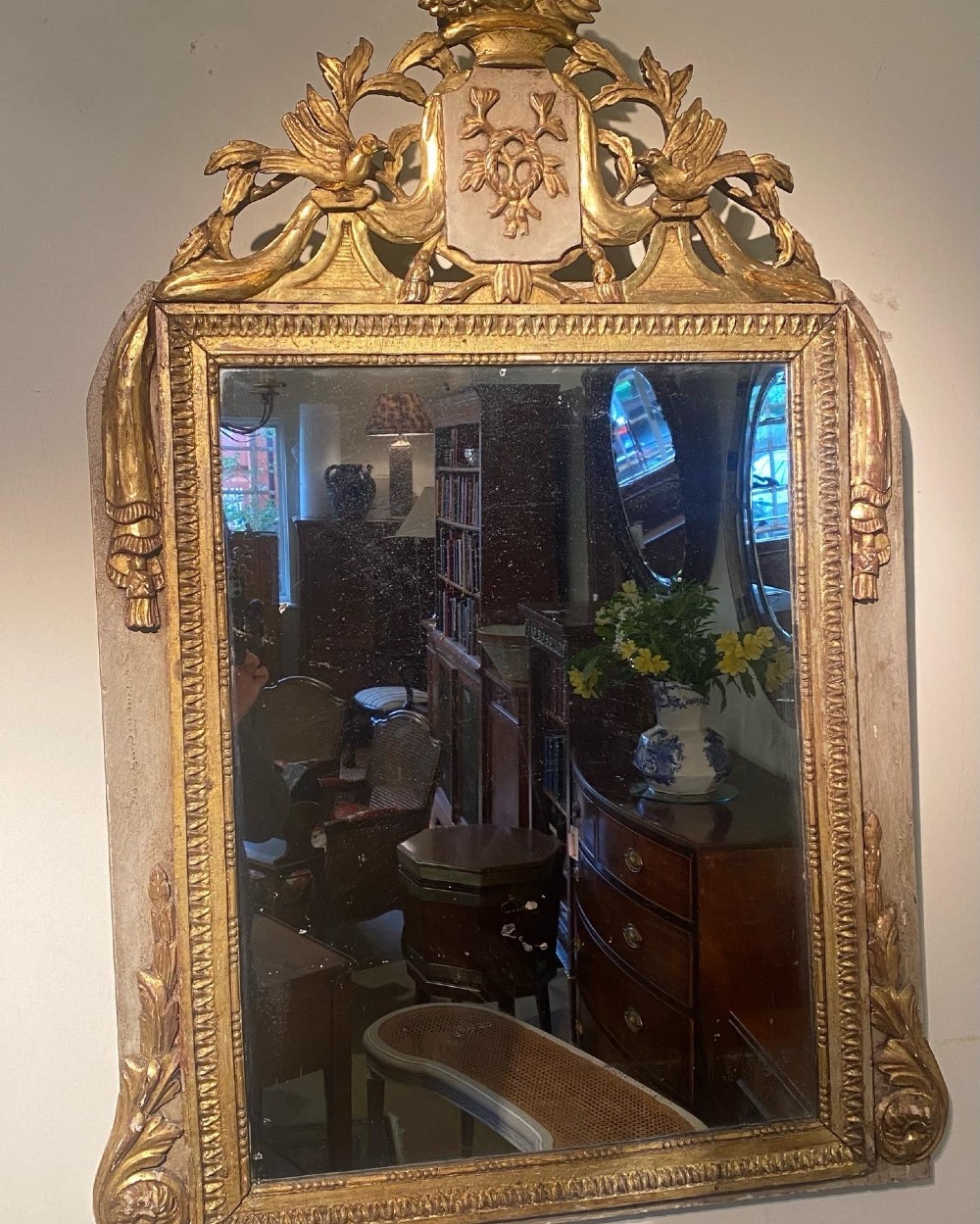 18th Century gilt wood and painted Louis XVI mirror 