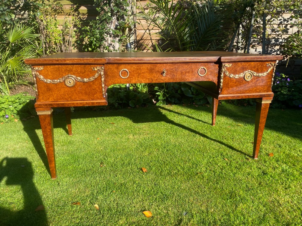 Burr elm writing table with desk chair  View V
