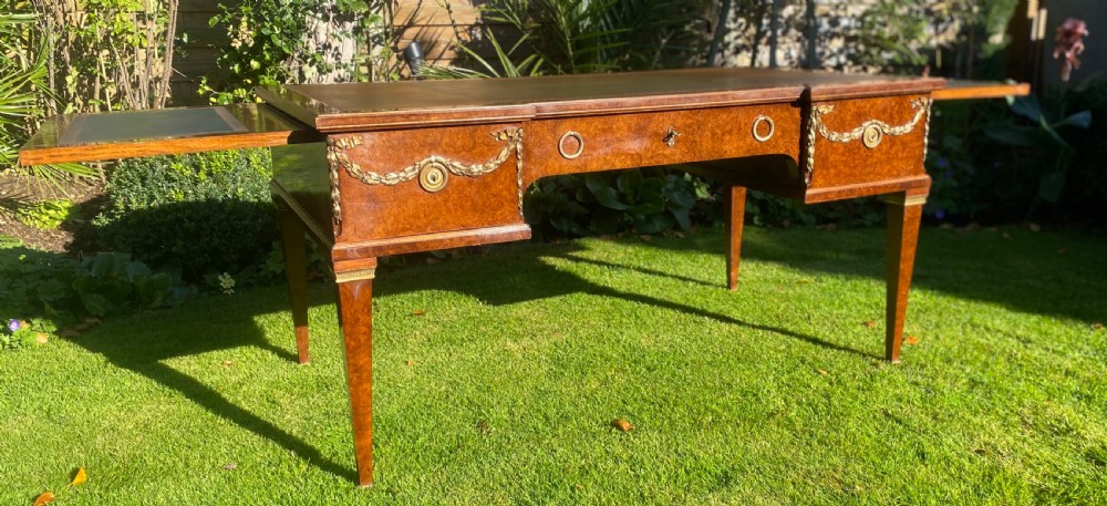 Burr elm writing table with desk chair  View VI