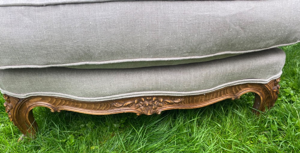 Pair of French Bergere armchairs in grey linen View III