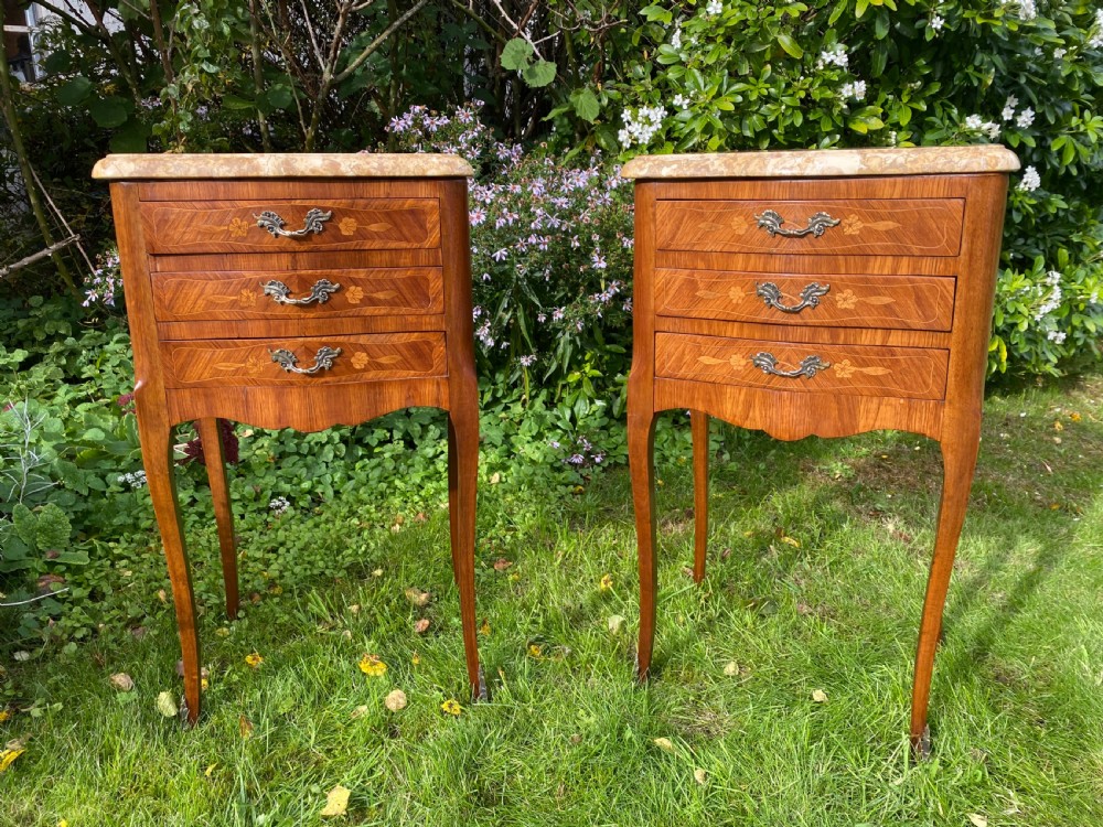 Pair of marquetry bedside tables  View II