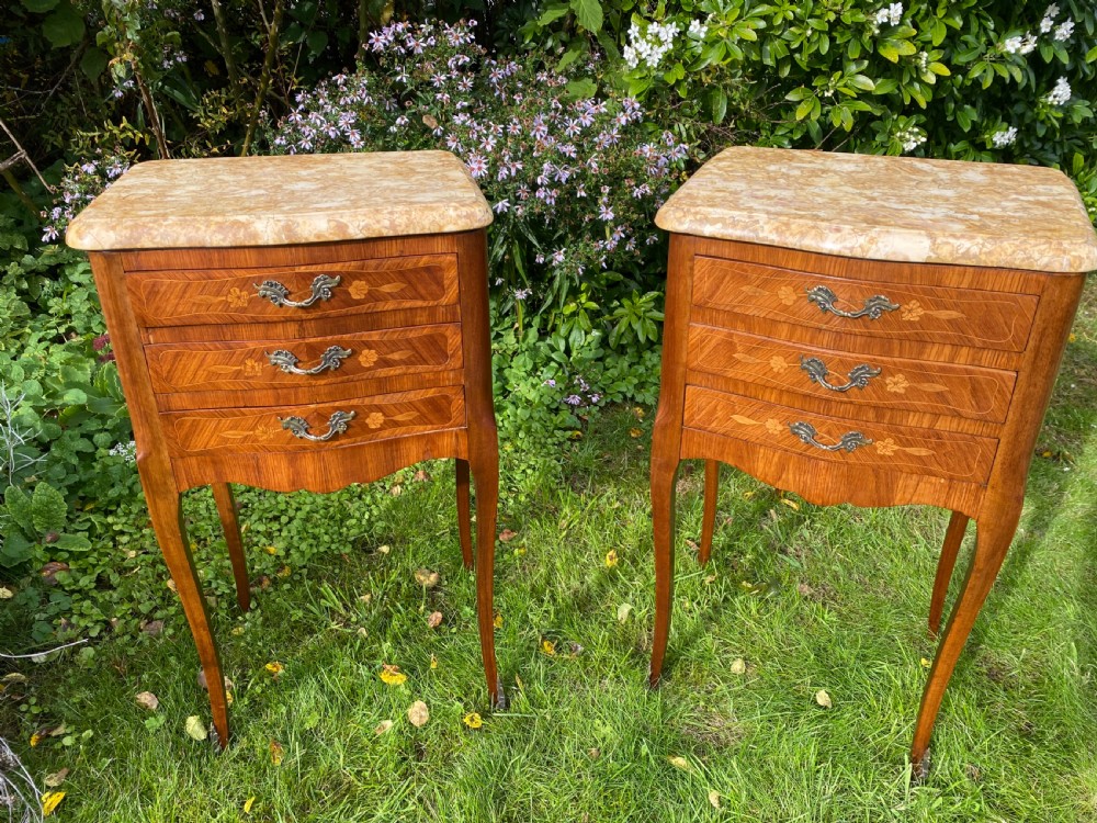 Pair of marquetry bedside tables  View III
