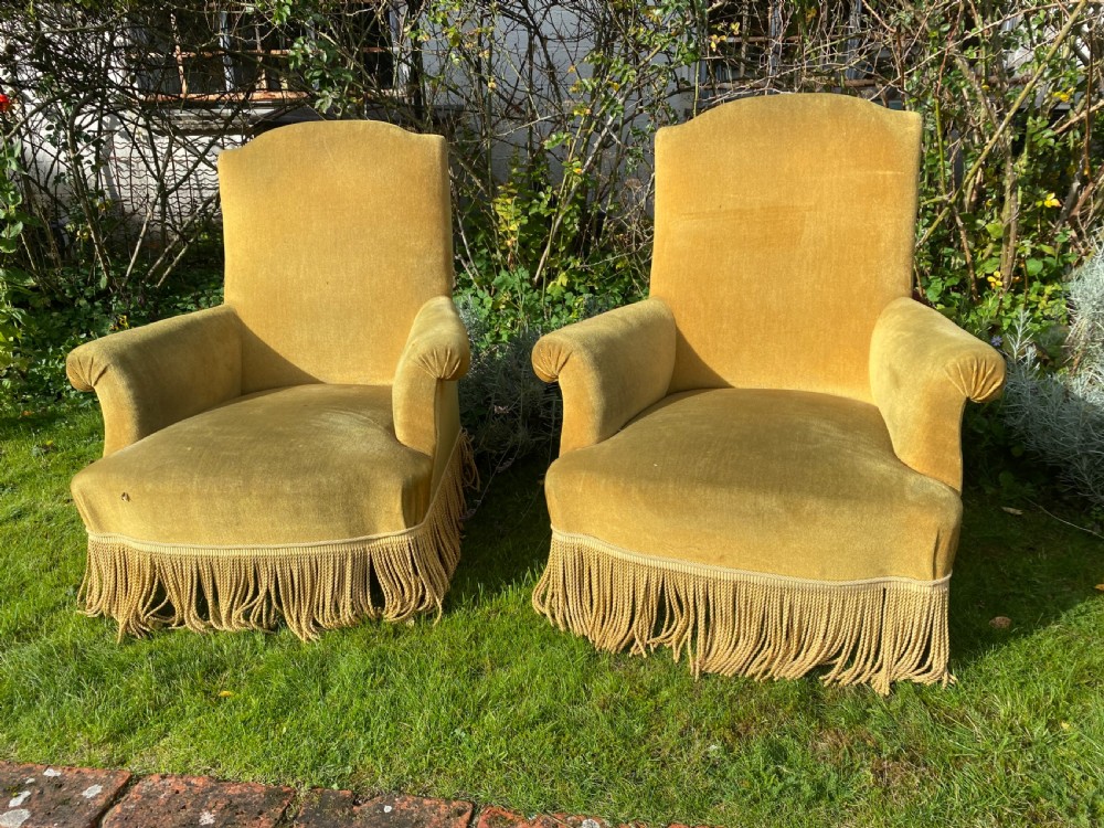 Pair of large upholstered armchairs 
