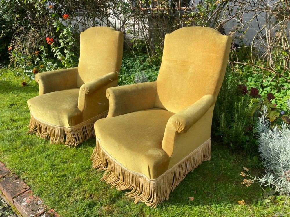 Pair of large upholstered armchairs  View II