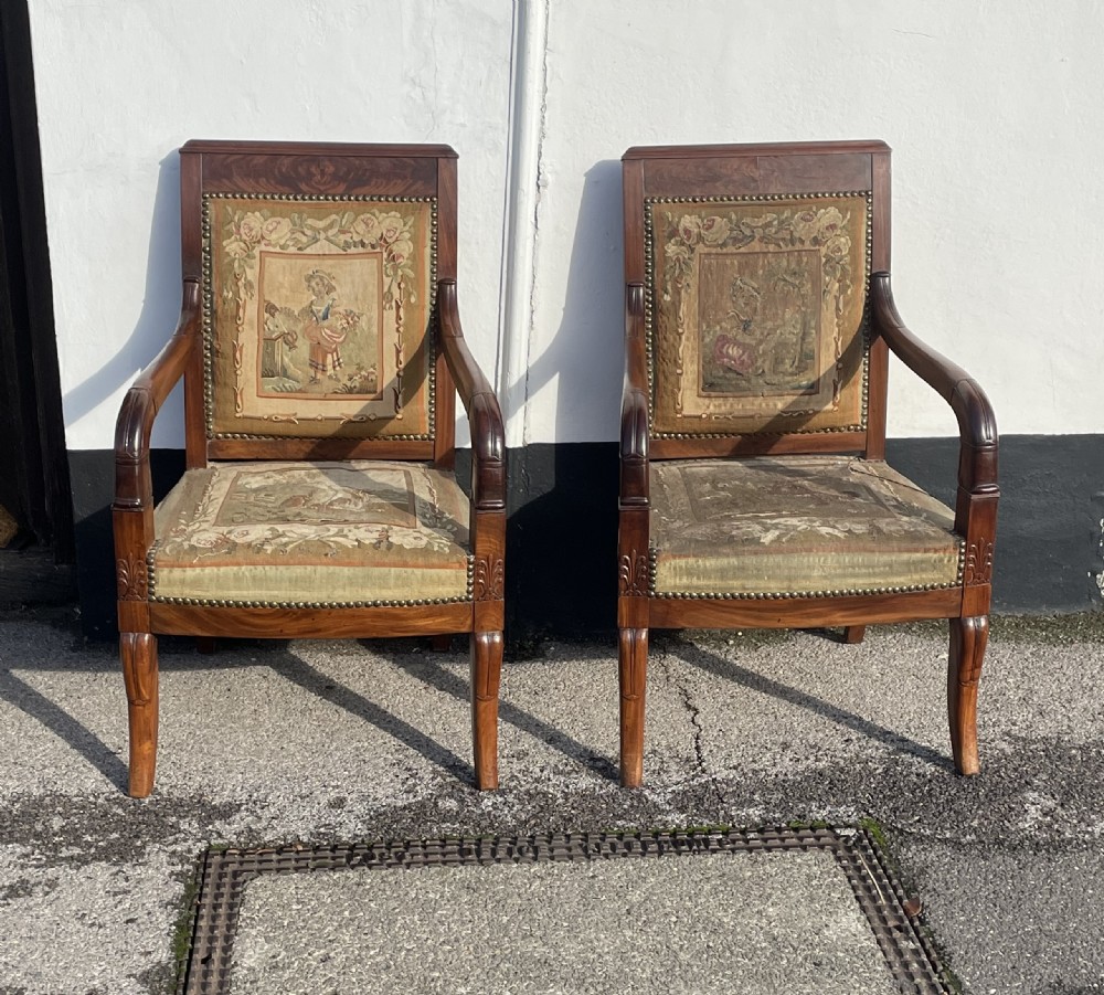 A Pair Of French Restauration Armchairs 