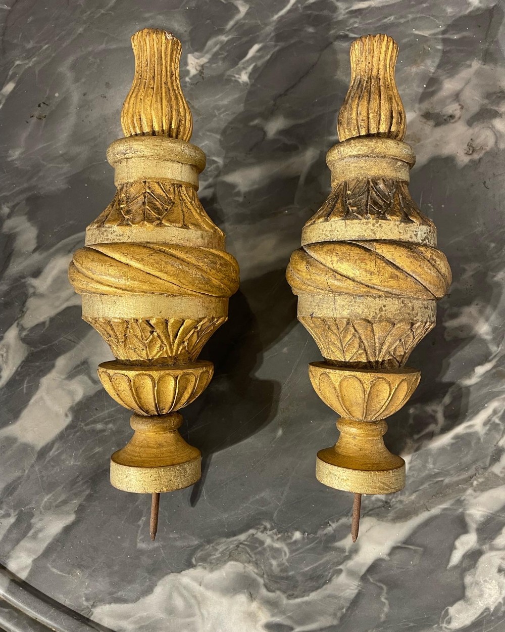 A Pair Of 19th Century Giltwood Finials 