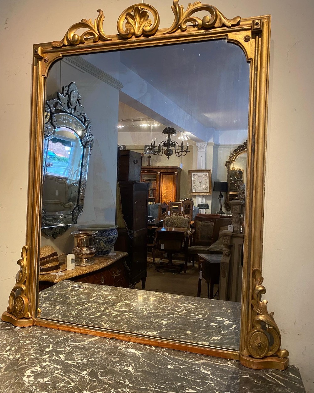 English gilt Overmantel mirror 